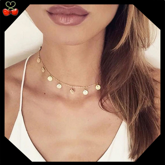 Mary's Cherries Boutique Jewelry - 🍒 DAZZLE 🤩 Gold Sequin Choker